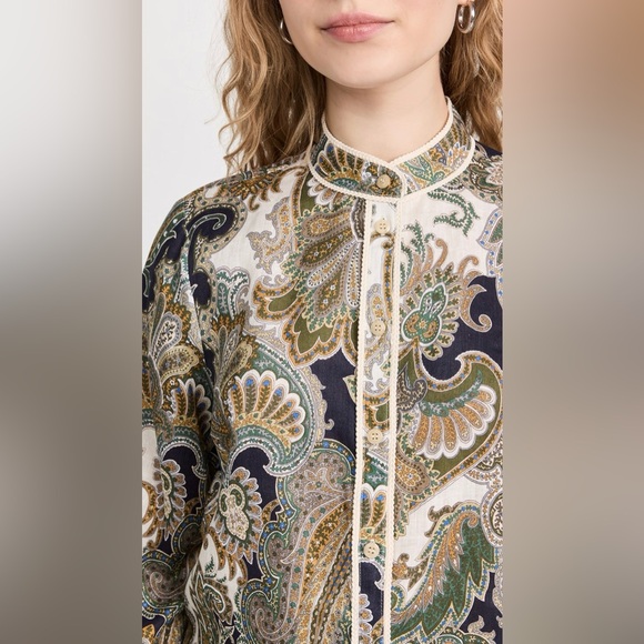 Veronica Beard Thorp Blouse in Army Multi - Picture 5 of 12